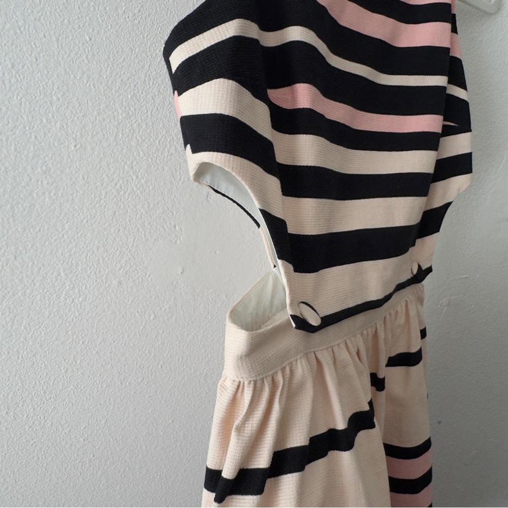 Topshop PETITE Striped Midi Dress - Black, Pink, Cream size 6 - Picture 9 of 10